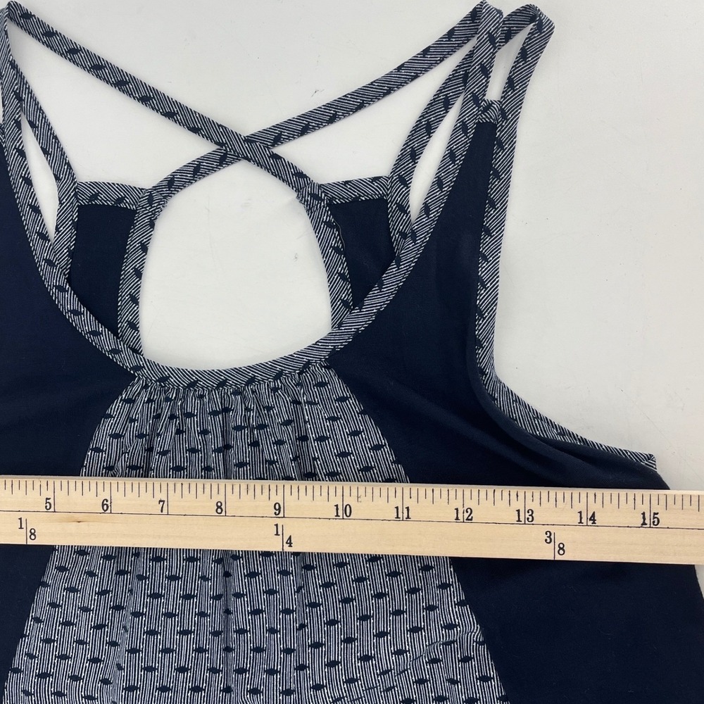 Cabi Tank Top Womens XS Navy Blue Excellent Mixed Media Strappy Keyhole 5202 - Picture 4 of 7